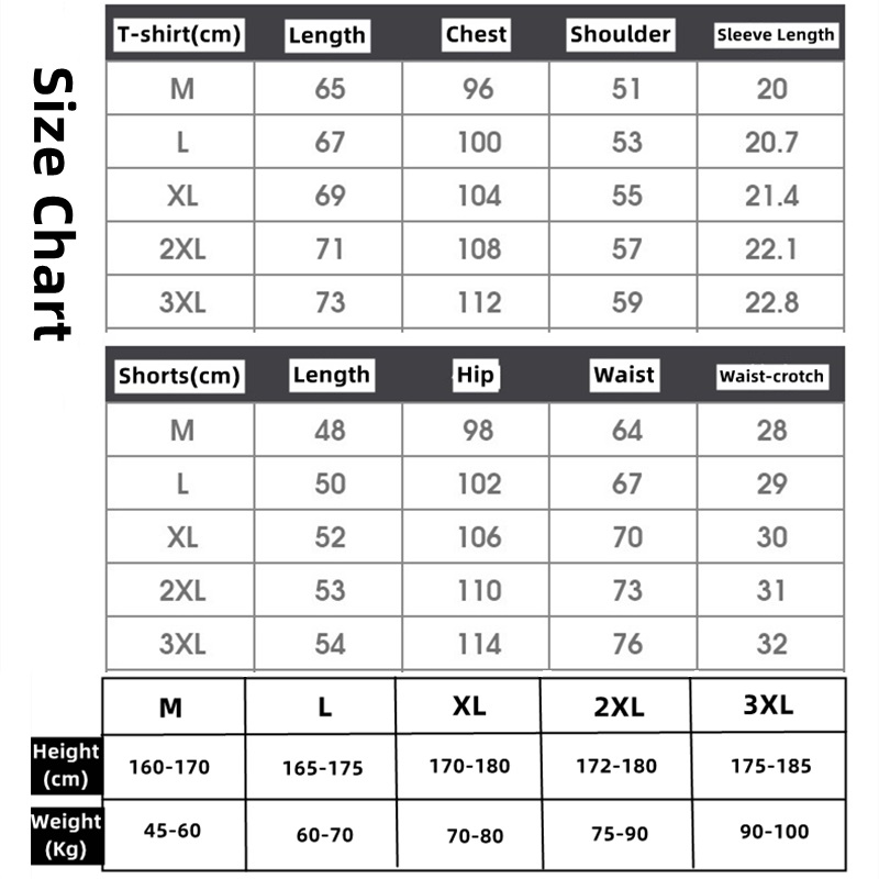 2 PCS 2 in 1 Men Clothes T-Shirts tshirts Shorts Polos Men Suits Fashion Summer Print Round Neck Short Sleeve Shorts T-Shirt Sets White M