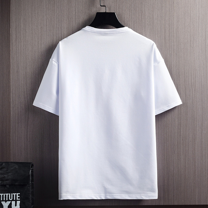 2 PCS 2 in 1 Men Clothes T-Shirts tshirts Shorts Polos Men Suits Fashion Summer Print Round Neck Short Sleeve Shorts T-Shirt Sets White M