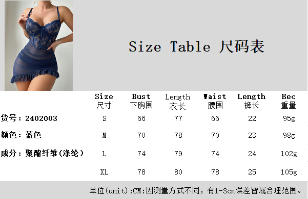 Lingerie For Women Mesh Babedoll Dress Underwire Push Up Bra Lace Chemise Ruffle Hem Seductive Thin lingerie set nightdress black S