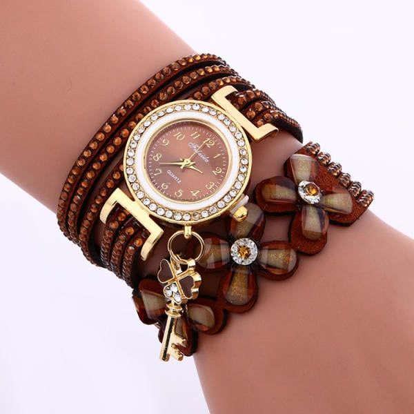 New Amazon AliExpress hot selling watch with 3-turn rhinestone long strap and fashionable decoration for women's watches white As Picture