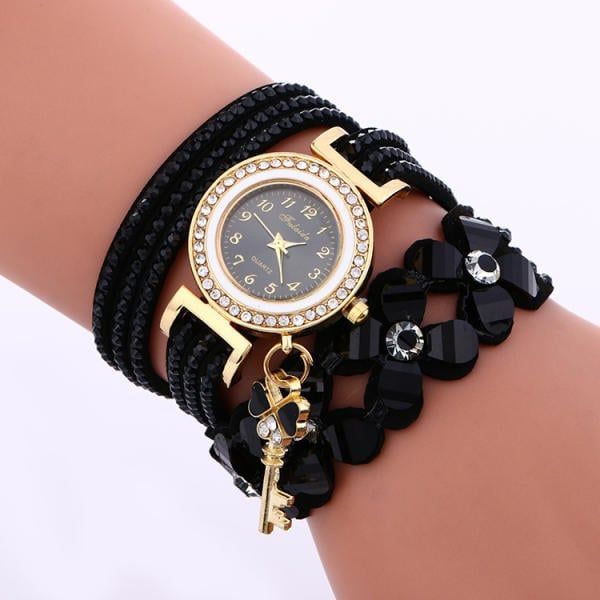 New Amazon AliExpress hot selling watch with 3-turn rhinestone long strap and fashionable decoration for women's watches white As Picture
