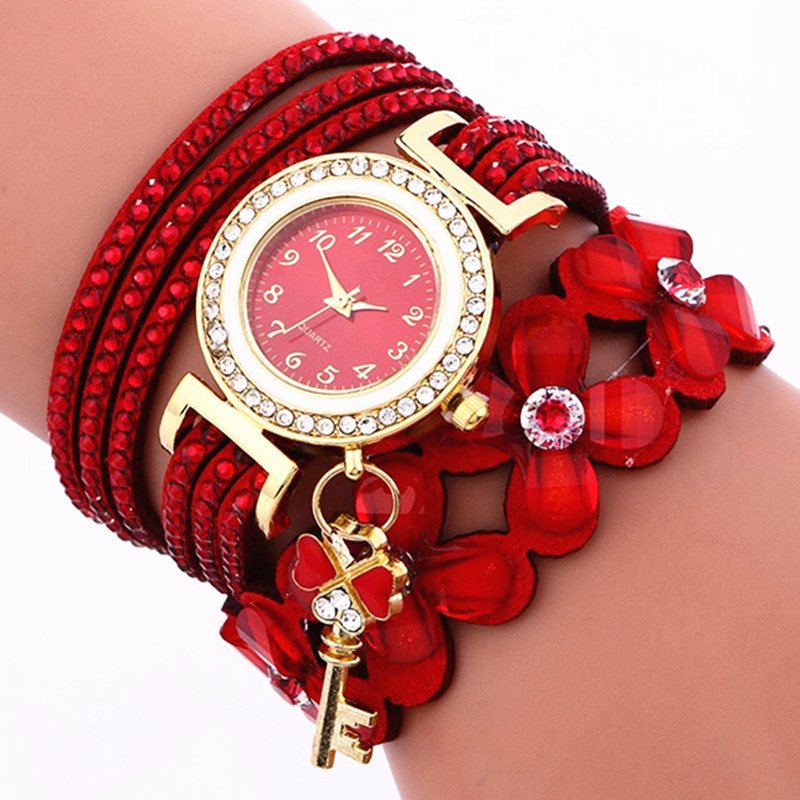 New Amazon AliExpress hot selling watch with 3-turn rhinestone long strap and fashionable decoration for women's watches white As Picture