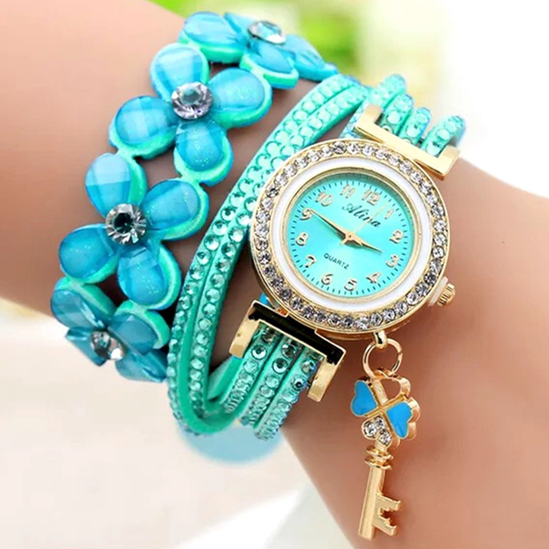 New Amazon AliExpress hot selling watch with 3-turn rhinestone long strap and fashionable decoration for women's watches white As Picture