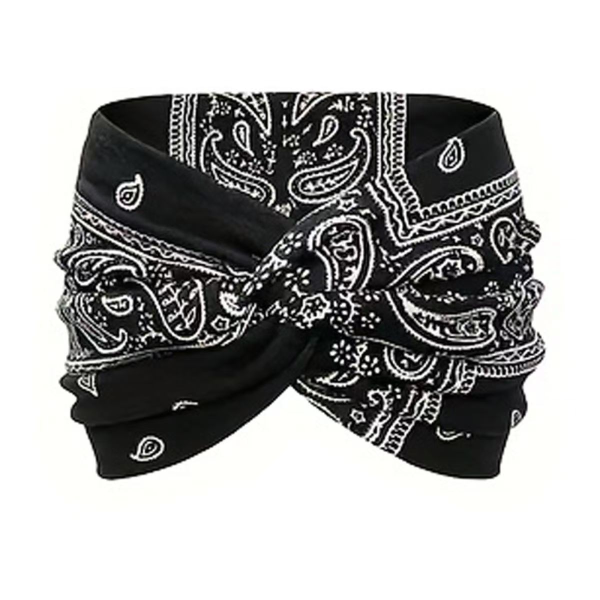 New Extra Wide Side Women's Stretch Knot Cross Yoga Exercise Stretch Headband black as picture