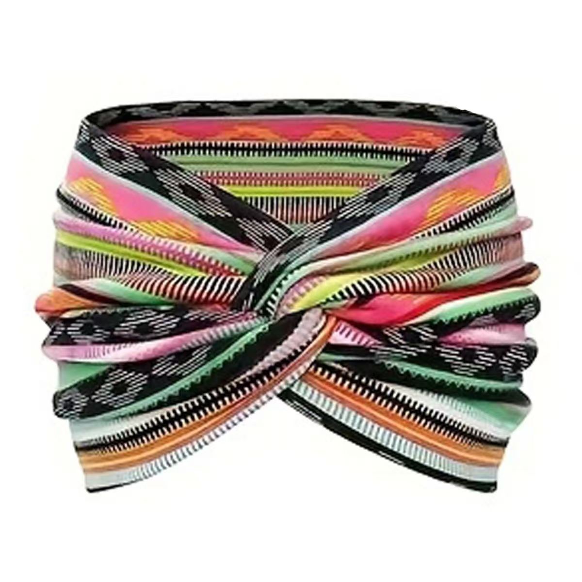 New Extra Wide Side Women's Stretch Knot Cross Yoga Exercise Stretch Headband black as picture