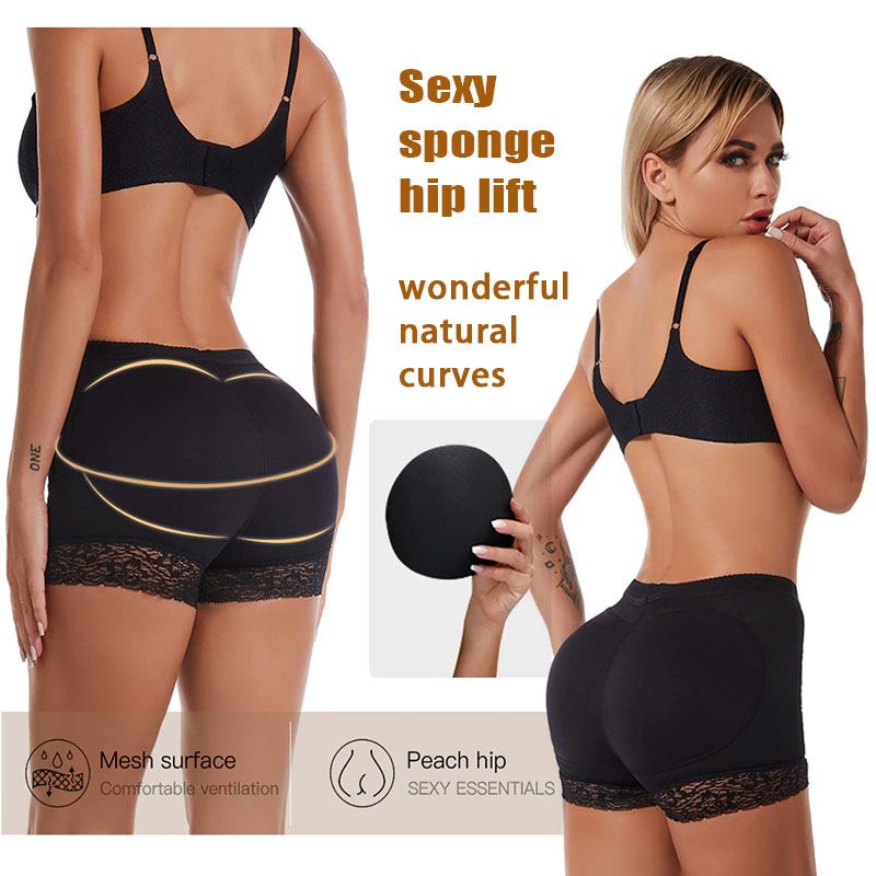 Women's Clothing Bottoms Shorts Butt lifting pants, bottoming buttocks enlargement, fake butt underwear, body shaping boxer tummy control pants Black L