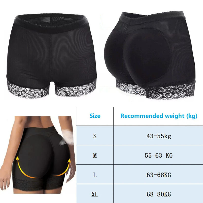 Women's Clothing Bottoms Shorts Butt lifting pants, bottoming buttocks enlargement, fake butt underwear, body shaping boxer tummy control pants Black L