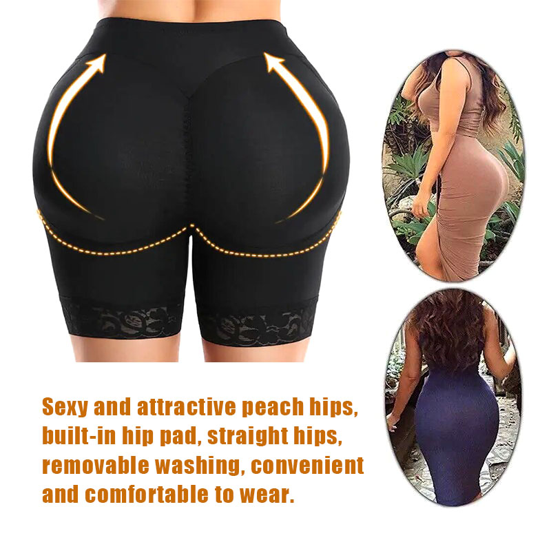 Women's Clothing Bottoms Shorts Butt lifting pants, bottoming buttocks enlargement, fake butt underwear, body shaping boxer tummy control pants Black L