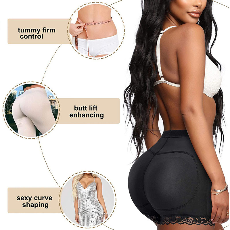 Women's Clothing Bottoms Shorts Butt lifting pants, bottoming buttocks enlargement, fake butt underwear, body shaping boxer tummy control pants Black L