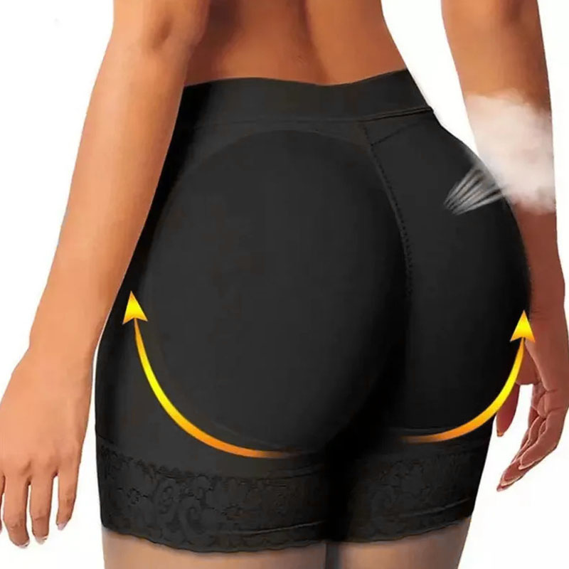 Women's Clothing Bottoms Shorts Butt lifting pants, bottoming buttocks enlargement, fake butt underwear, body shaping boxer tummy control pants Black L