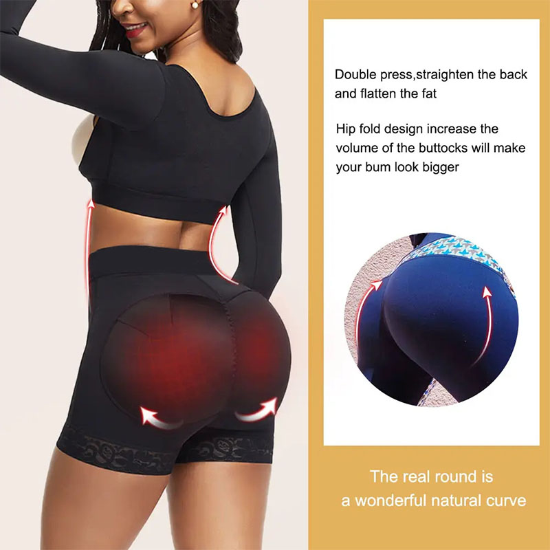 Women's Clothing Bottoms Shorts Butt lifting pants, bottoming buttocks enlargement, fake butt underwear, body shaping boxer tummy control pants Black L