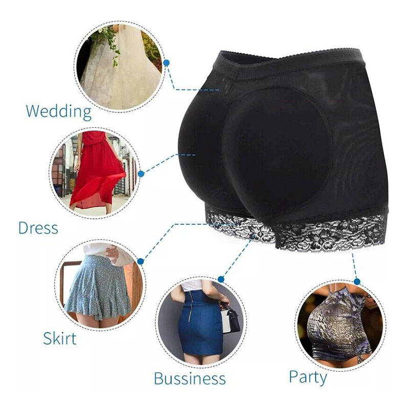 Women's Clothing Bottoms Shorts Butt lifting pants, bottoming buttocks enlargement, fake butt underwear, body shaping boxer tummy control pants Black L