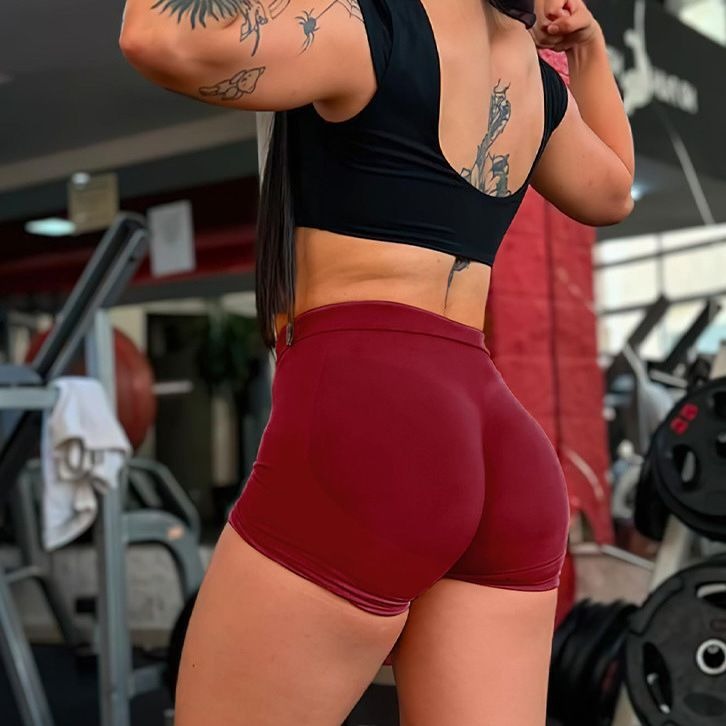 Women Workout Impact Shorts Butt Lifting Gym Seamless Booty Biker Shorts black L