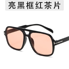 Retro Aviator Sunglasses for Women Men Red Lens as picture