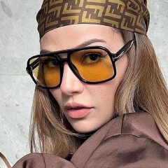 Retro Aviator Sunglasses for Women Men Red Lens as picture