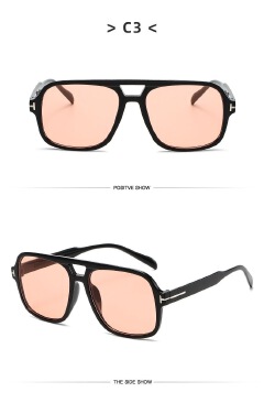 Retro Aviator Sunglasses for Women Men Red Lens as picture