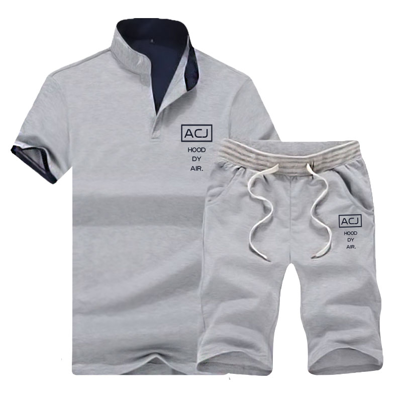 Men clothes 2 pack new short-sleeve T-shirts & Polos sports suit tied version of the trend of casual White M