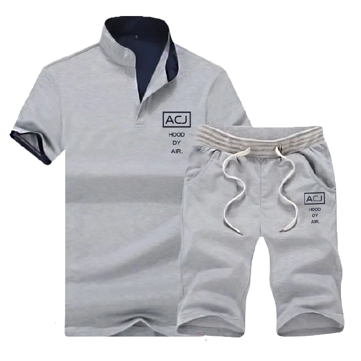 Men clothes 2 pack new short-sleeve T-shirts & Polos sports suit tied version of the trend of casual White M