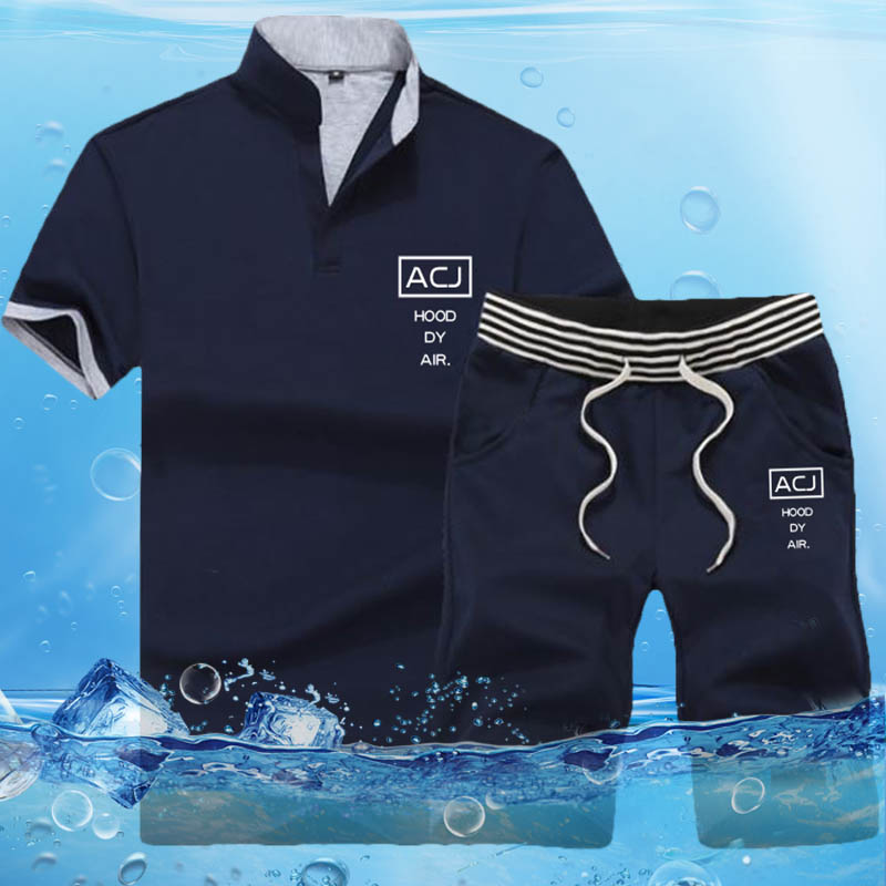 Men clothes 2 pack new short-sleeve T-shirts & Polos sports suit tied version of the trend of casual White M