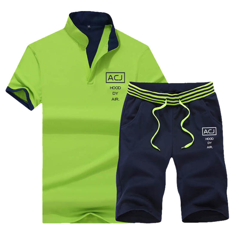 Men clothes 2 pack new short-sleeve T-shirts & Polos sports suit tied version of the trend of casual White M