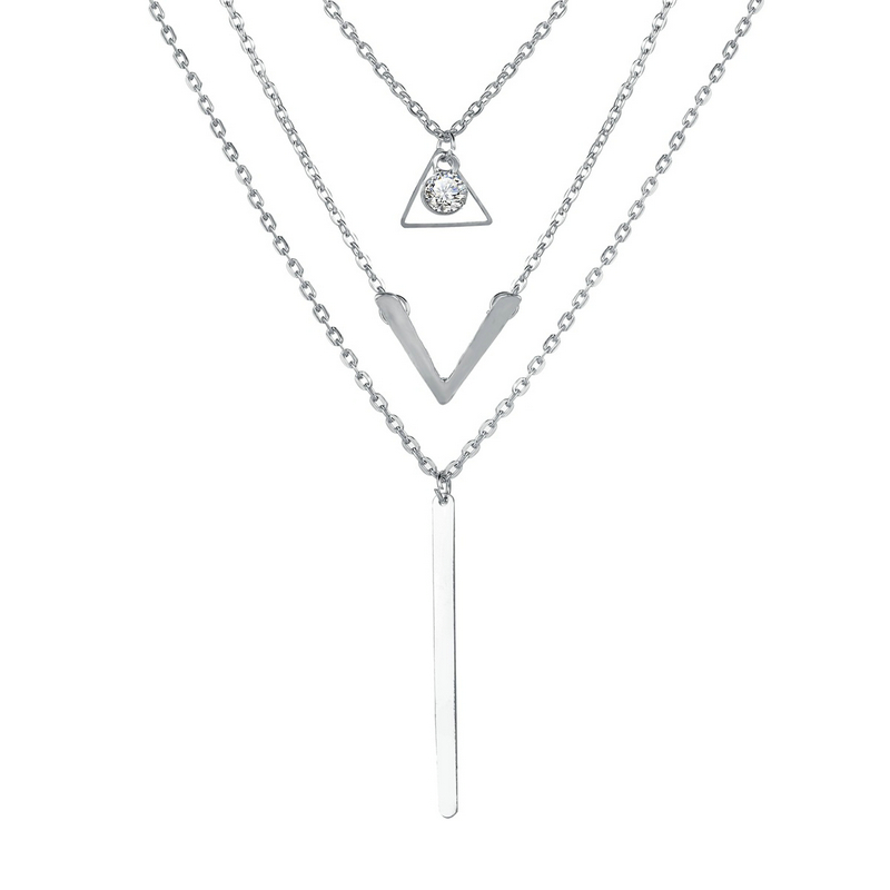 Women Necklaces Pendants 3 Multi Layer Necklace Tassel Charm Bar Statement Necklace Valentines Gift Gold as picture