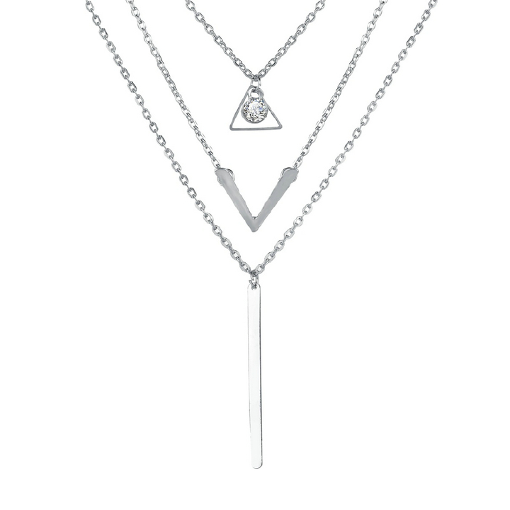 Women Necklaces Pendants 3 Multi Layer Necklace Tassel Charm Bar Statement Necklace Valentines Gift Gold as picture