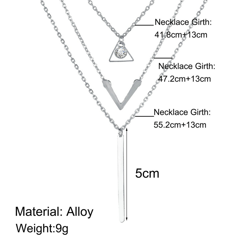 Women Necklaces Pendants 3 Multi Layer Necklace Tassel Charm Bar Statement Necklace Valentines Gift Gold as picture