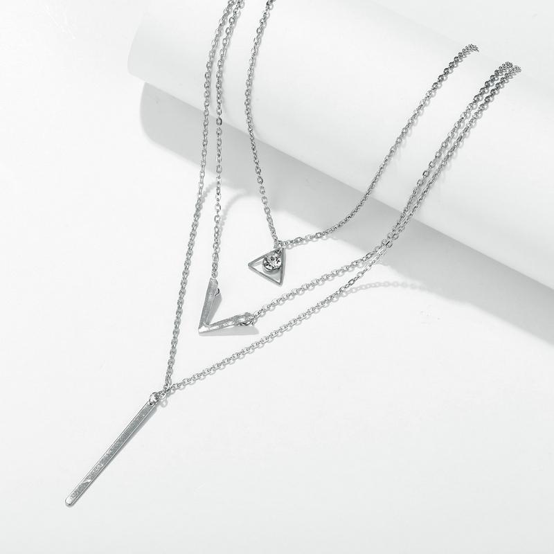 Women Necklaces Pendants 3 Multi Layer Necklace Tassel Charm Bar Statement Necklace Valentines Gift Gold as picture