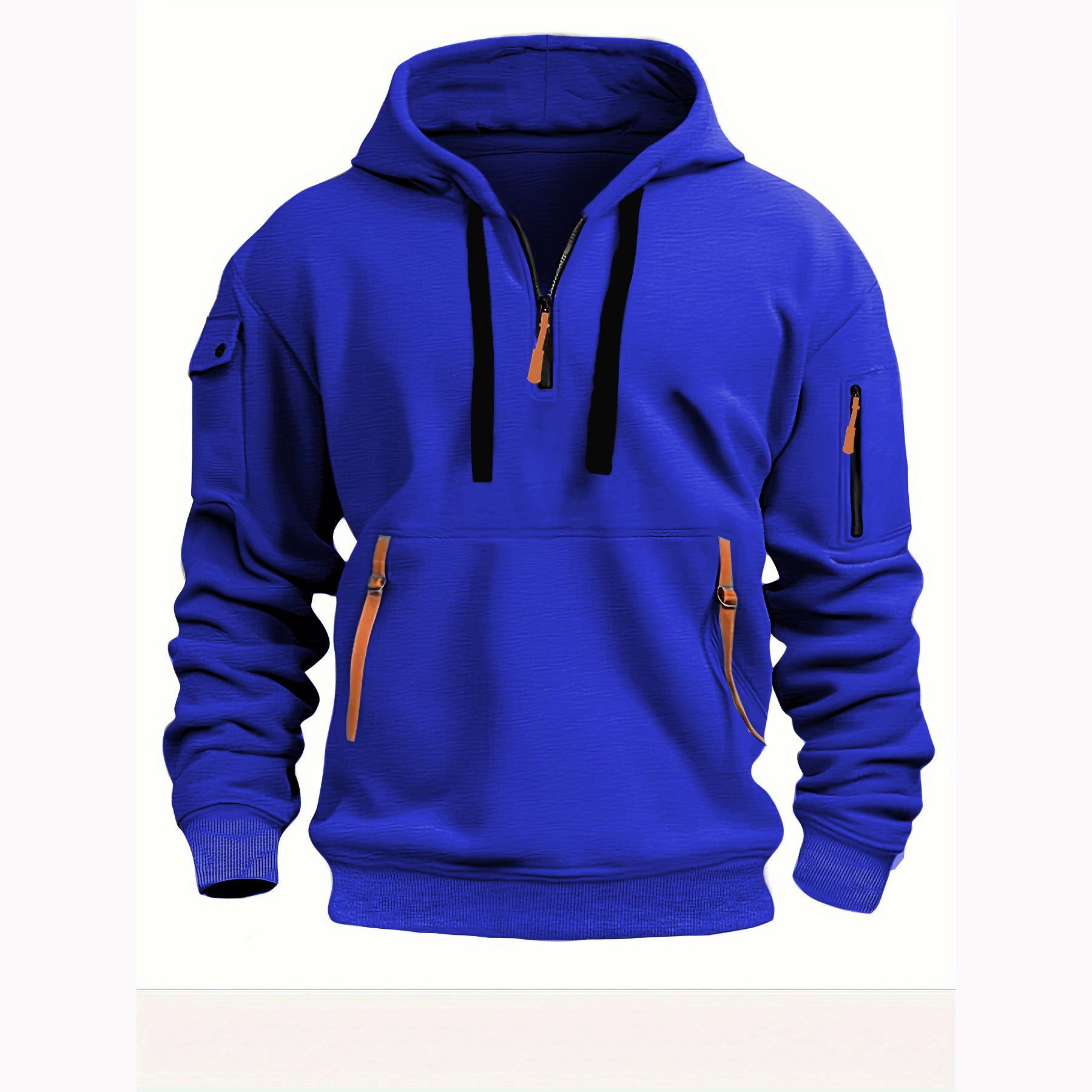 Leadshan County Cross Border Spring and Autumn Men's Sweatshirt Hoodie Zipper Multi-Pocket Pullover Men's Athleisure Sweatshirt blue S