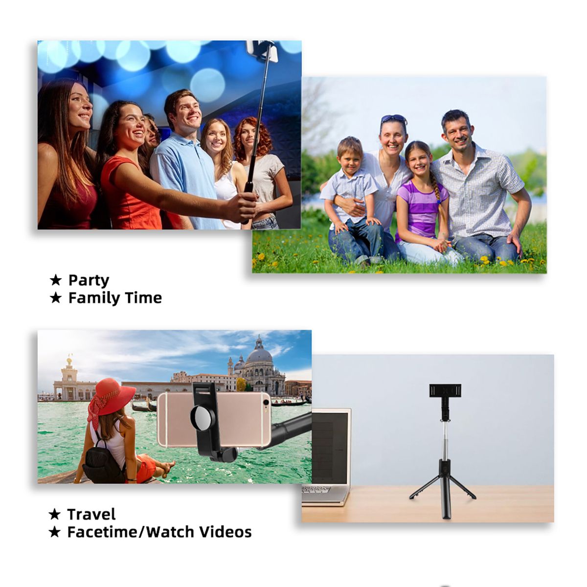 3 in 1 Integrated Monopod Tripod for Phone Portable be Folded Mini Selfie Stick Gimbal SLR Tripod Suitable Various Types of Phone Black No light as picture