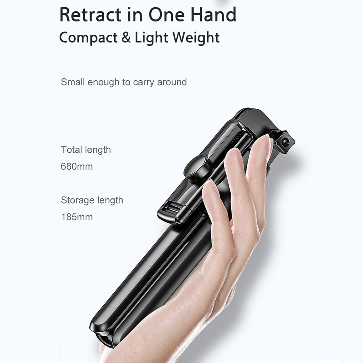 3 in 1 Integrated Monopod Tripod for Phone Portable be Folded Mini Selfie Stick Gimbal SLR Tripod Suitable Various Types of Phone Black No light as picture