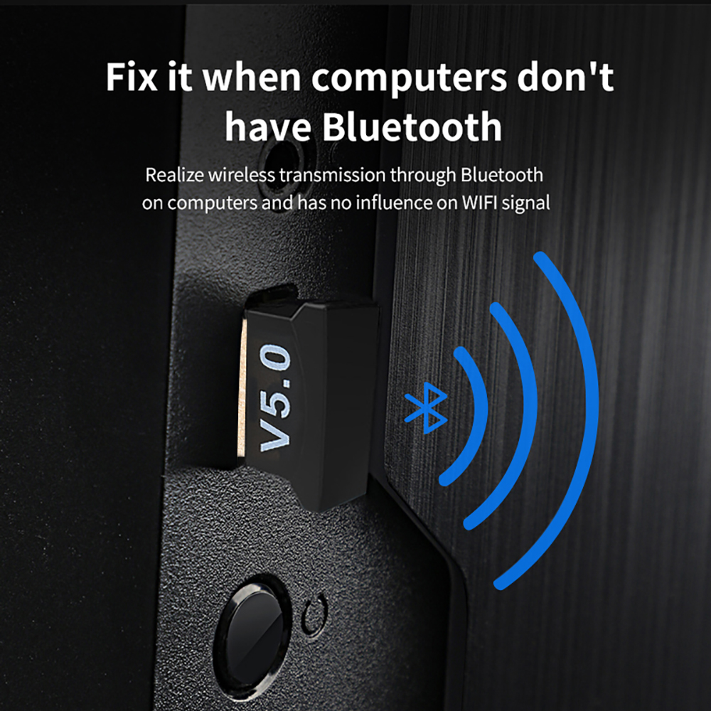 USB Bluetooth 5.0 Adapter Bluetooth Receiver Transmitter Wireless Audio Bluetooth Dongle for Computer PC Laptop Phone Tablet Printer Headphone Speaker Wireless Mouse Keyboard Music Black one siz