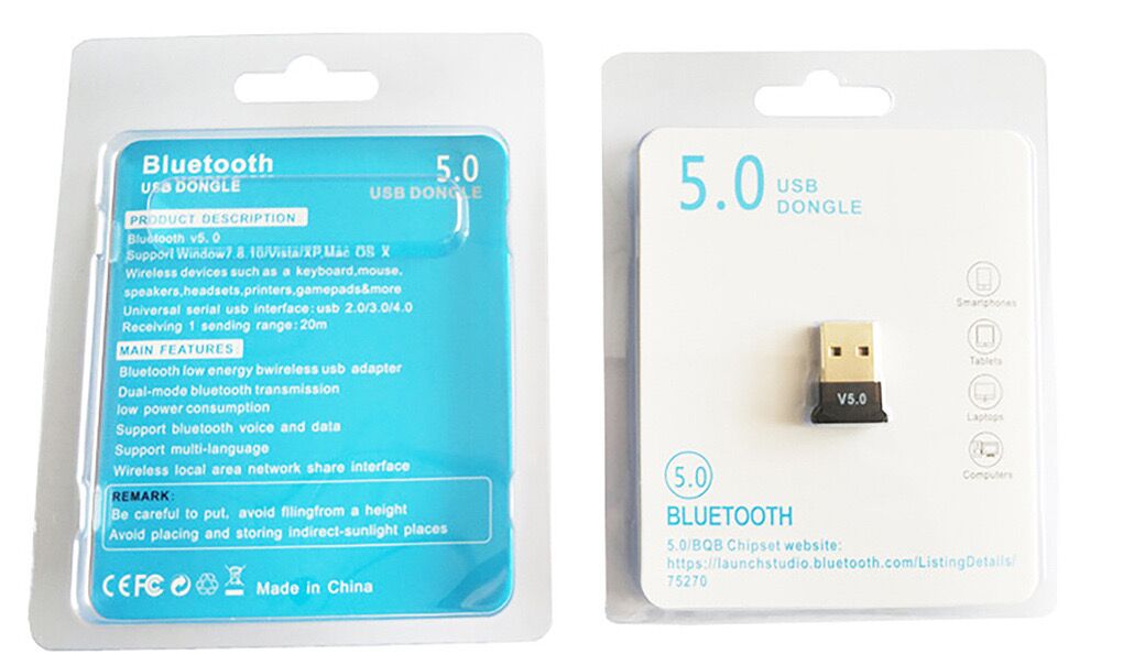 USB Bluetooth 5.0 Adapter Bluetooth Receiver Transmitter Wireless Audio Bluetooth Dongle for Computer PC Laptop Phone Tablet Printer Headphone Speaker Wireless Mouse Keyboard Music Black one siz