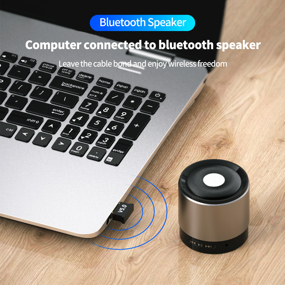 USB Bluetooth 5.0 Adapter Bluetooth Receiver Transmitter Wireless Audio Bluetooth Dongle for Computer PC Laptop Phone Tablet Printer Headphone Speaker Wireless Mouse Keyboard Music Black one size