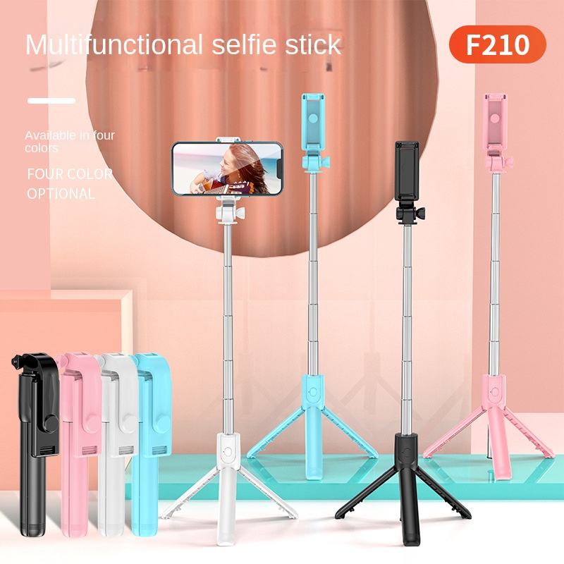 Bluetooth selfie stick 3in1 phones tripod stand fill light telescopic selfie stick wireless remote control tripod Bluetooth live streaming mobile phone stands Black With fill light
