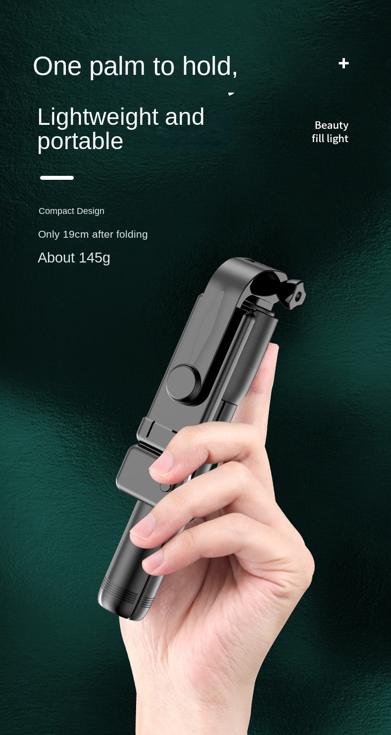 Bluetooth selfie stick 3in1 phones tripod stand fill light telescopic selfie stick wireless remote control tripod Bluetooth live streaming mobile phone stands Black With fill light