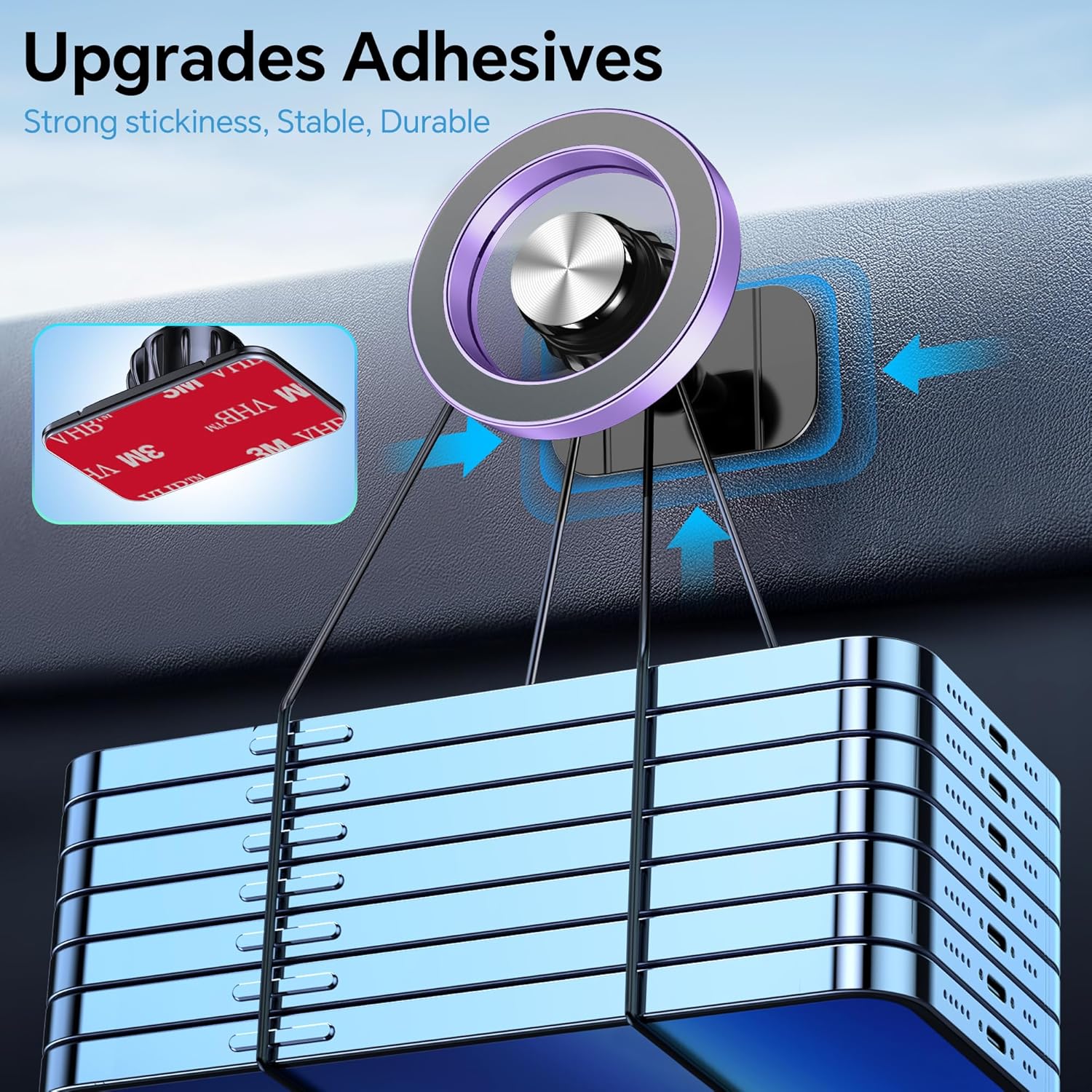 Magsafe Car Mount【20 Strong Magnets】Magnetic Phone Holder for Car Phone Holder Mount Dash【360°】Cell Phone Holders for Your Car Accessories for Women Men iPhone 16 Pro Max 15 14 13 12 Plus 尊享黑 标准