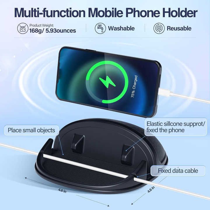 Dashboard Car Phone Holder, Universal Cell Phone Car Holder, Ultra Stable Non-Slip Hands-Free Car Accessory, Compatible with iPhone, Most Smartphones and GPS 黑色 标准