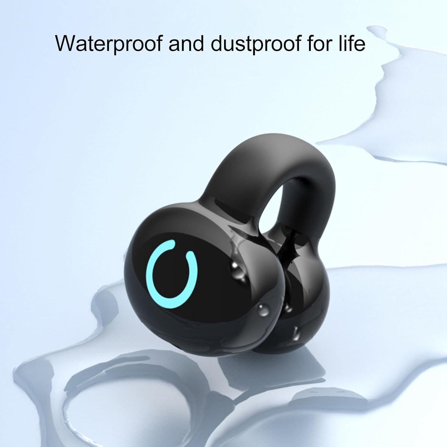 Open Ear Wireless Headset Bluetooth Single Ear Stereo Ear Clip On Earbuds for Sports Business Workout Deep Bass Noise Cancelling Headphone/Bluetooth Earphone Black Regular Size