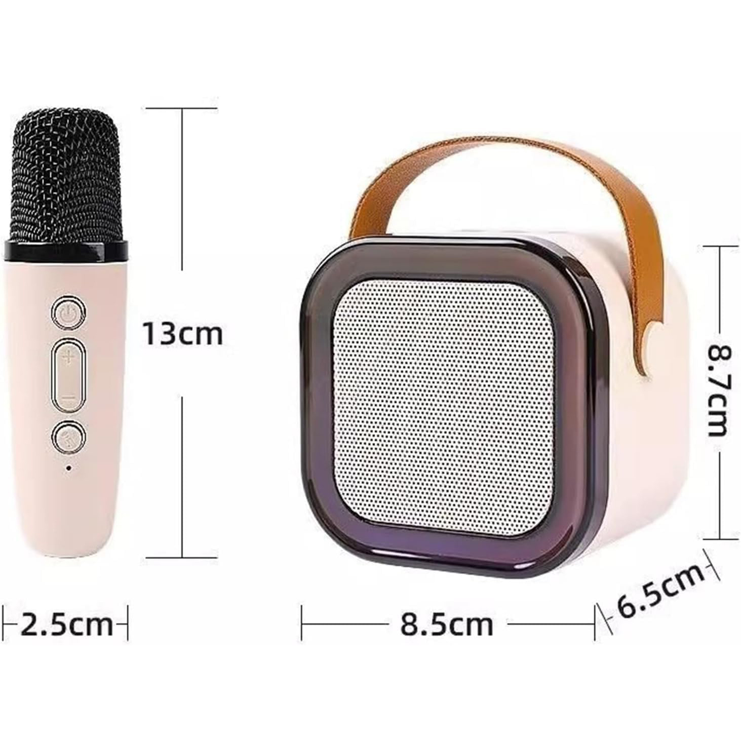 Bluetooth Audio K12 Karaoke Machine Portable 5.3 PA Bluetooth Speaker System with 2 Wireless Microphones Home Family Singing Children's Gifts Portable Mini Karaoke Speaker Microphone Beige As Pictur