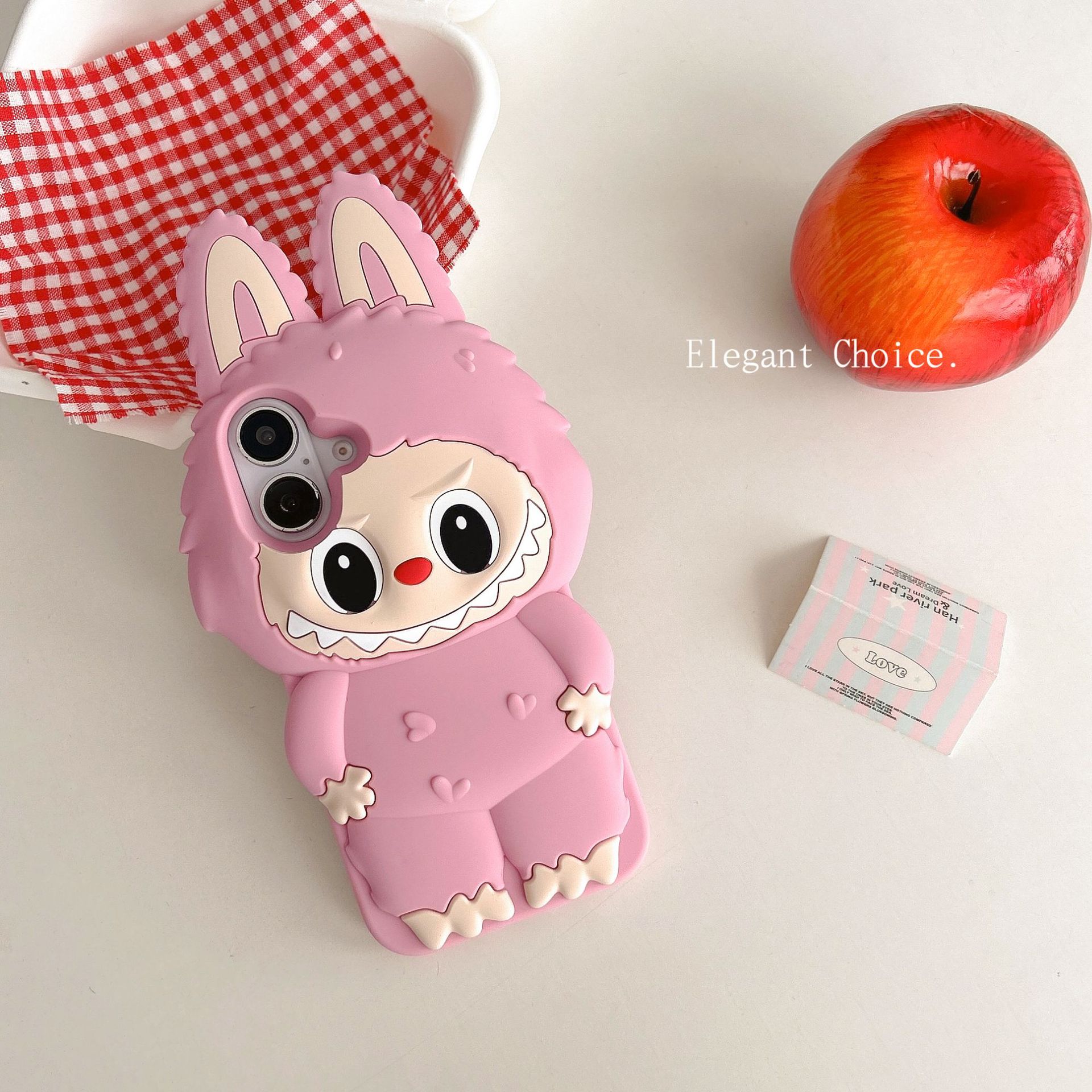 Cartoon cute three-dimensional Rabubu iPhone 16, Apple 15 compatible, for 13/14 Pro Max mobile phone cases Brown iPhone13