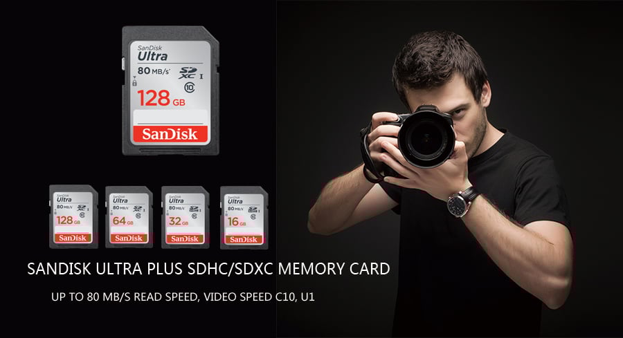 SanDisk Ultra Original SD card 8GB 16GB 32GB SDHC 64GB 128GB 256GB SDXC Class10 Memory Card C10 R80mb/s USH-1 Support for Camera 16G Black