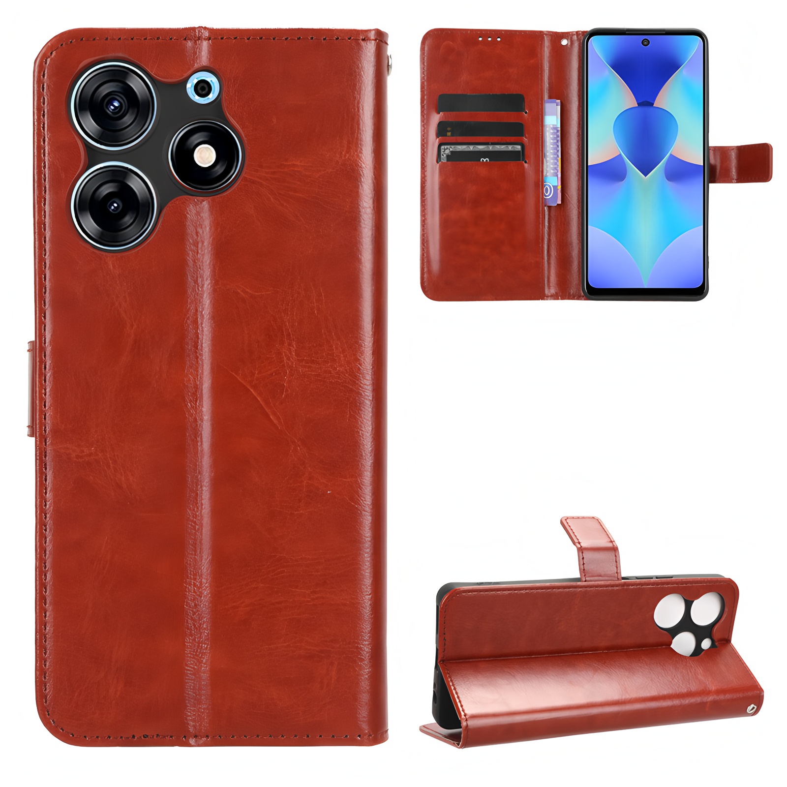 Flip Cover For Tecno Spark 10 Pro,Spark 10C,Spark 10 4G 5G [Flip Vintage Leather] Wallet Phone Case Brown for Tecno Spark 10 4G 6.6