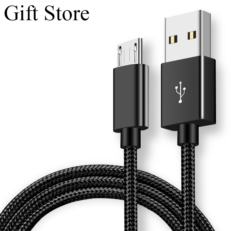 Micro USB Data Cables Fast Charging data line For Android Phone Nylon charging cables Charger Cable Black Micro usb 1m