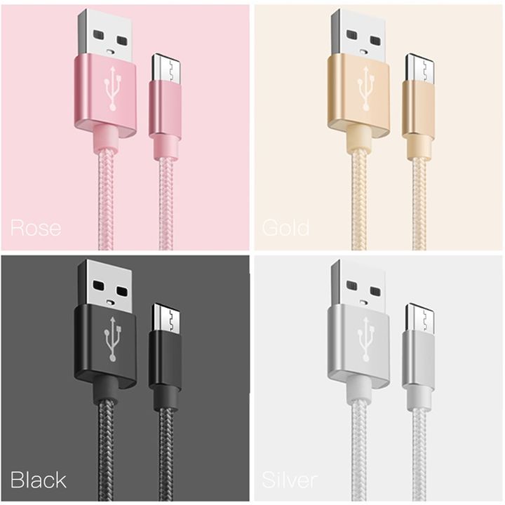 Micro USB Data Cables Fast Charging data line For Android Phone Nylon charging cables Charger Cable Black Micro usb 1m