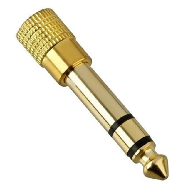 6.5MM Male To 3.5MM Female Jack Plug Audio Headset Microphone Guitar Recording Adapter 6.5 3.5 Converter Aux Cable Gold Plated Black and Gold Length 1m