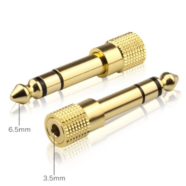 6.5MM Male To 3.5MM Female Jack Plug Audio Headset Microphone Guitar Recording Adapter 6.5 3.5 Converter Aux Cable Gold Plated Black and Gold Length 1m