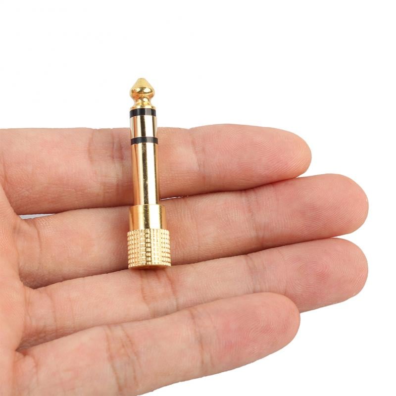 6.5MM Male To 3.5MM Female Jack Plug Audio Headset Microphone Guitar Recording Adapter 6.5 3.5 Converter Aux Cable Gold Plated Black and Gold Length 1m