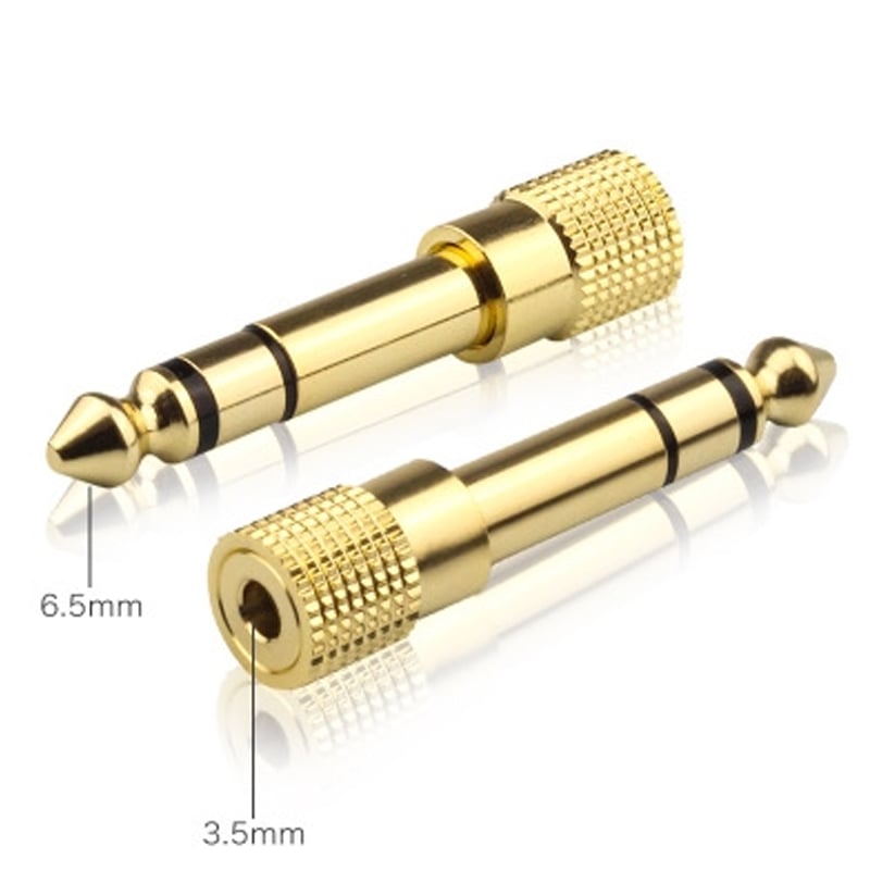 6.5MM Male To 3.5MM Female Jack Plug Audio Headset Microphone Guitar Recording Adapter 6.5 3.5 Converter Aux Cable Gold Plated Black and Gold Length 1m