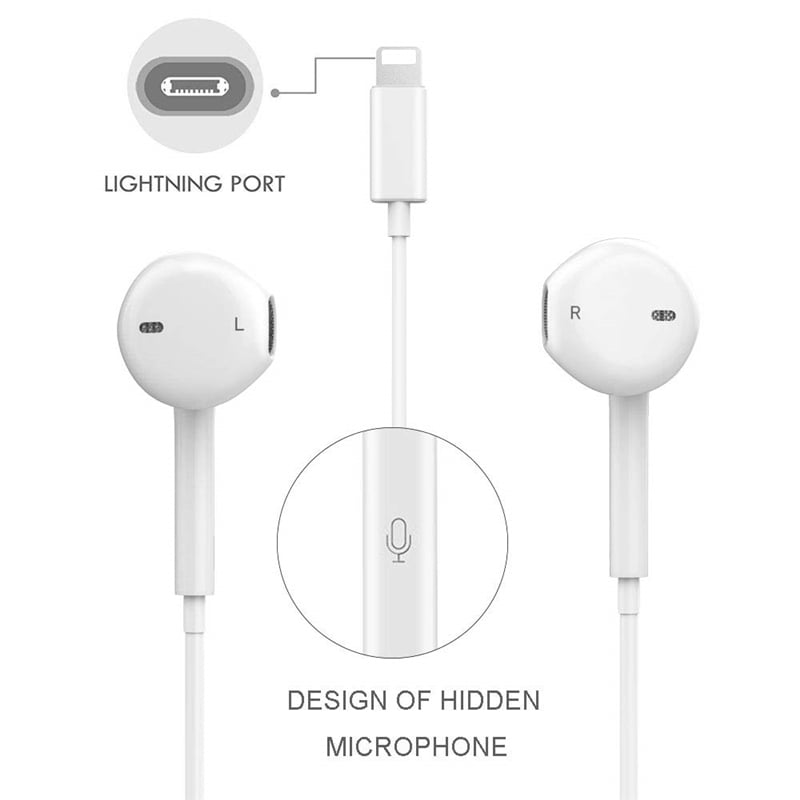 Stereo Headphones Wired Bluetooth Earphone For iPhone 13 12 11 8 7 Plus X XR XS Max Fone De Ouvido Sports Auriculares Earpiece White Length:1.1m